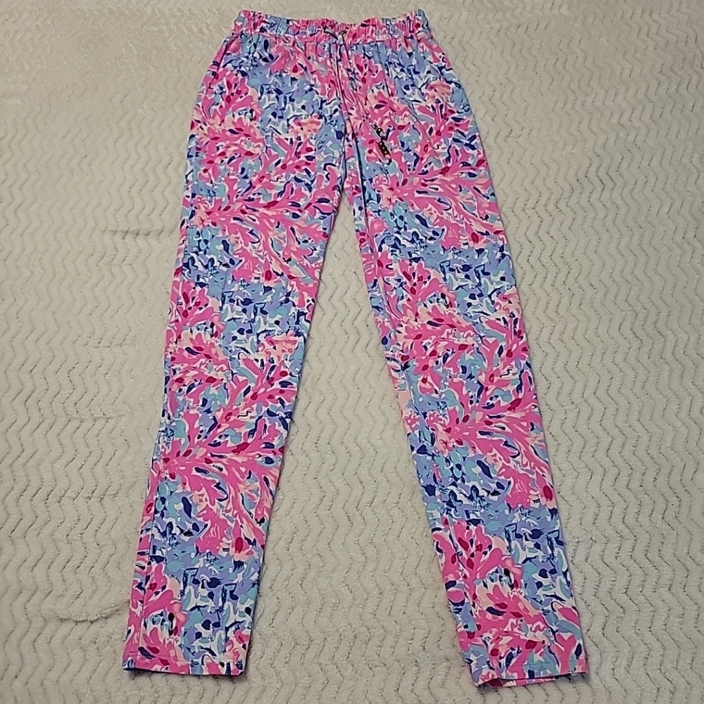 Lilly Pulitzer Drawstring Pants Womens Size XXS Floral Lightweight